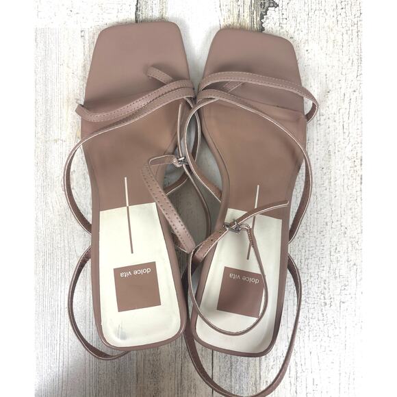 Dolce Vita Women’s 9.5 Tan Baylor Leather Kitten Heel Ankle Buckle Sandal Shoes - Picture 6 of 9